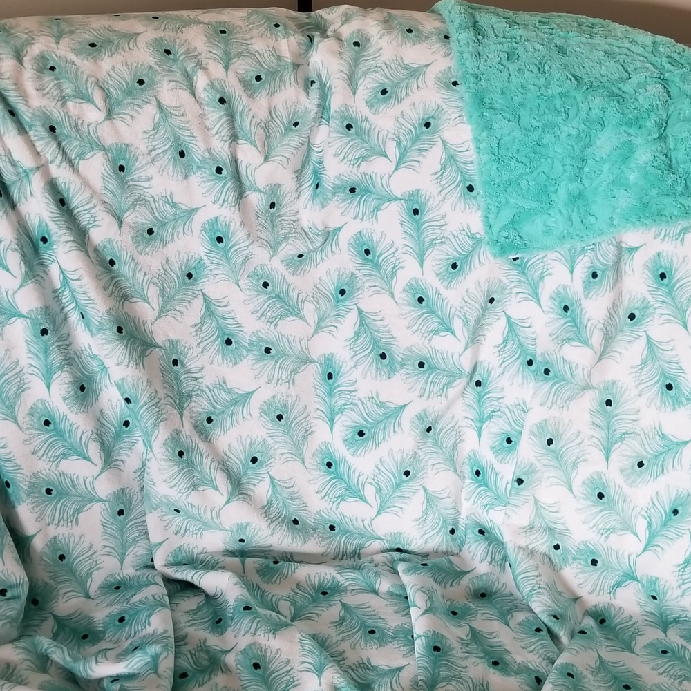 Peacock feather minky blanket